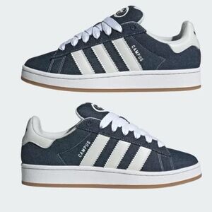 Adidas Campus Shoes in Dark Denim Blue and White